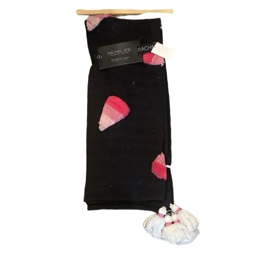 Rachel Zoe Pink Candy Corn Blanket NEW Throw Viral TikTok Tok Halloween Black